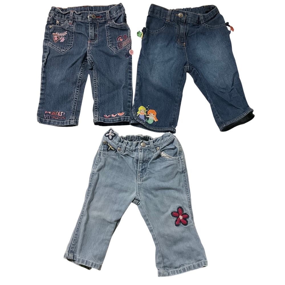 Pumpkin Patch | Gap | Bundle of Toddlers Girls Adjustable Jeans 12M - 18M Blue
